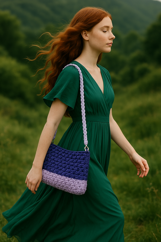 Borsa Glicine - Borsa a Spalla all'Uncinetto con Foulard