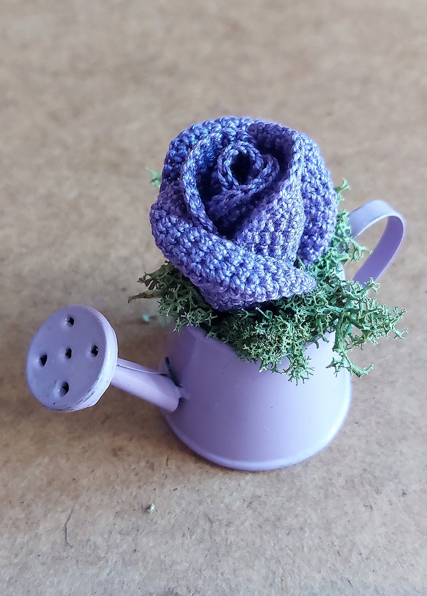 Crochet Rose in Watering Can