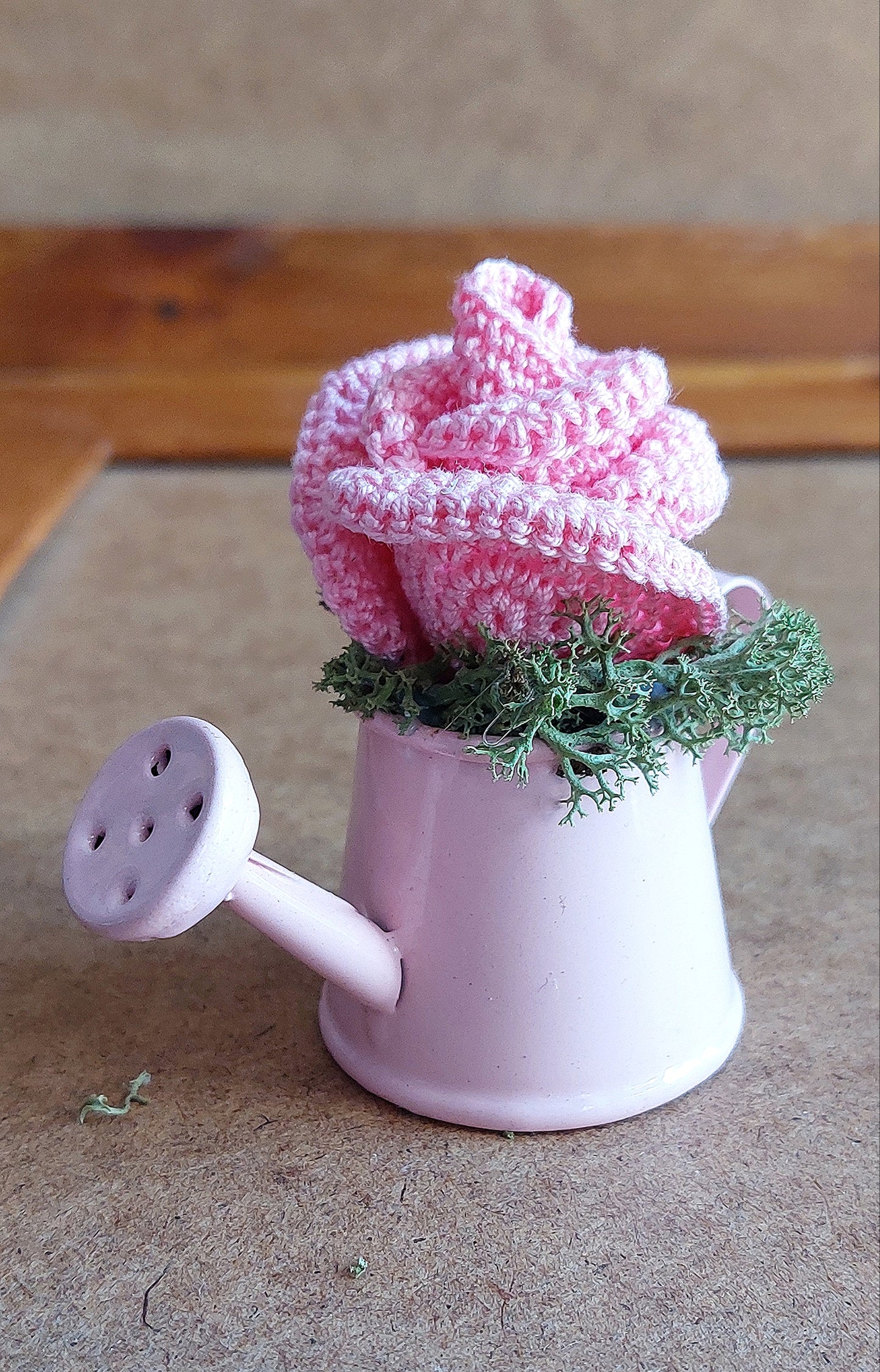 Crochet Rose in Watering Can