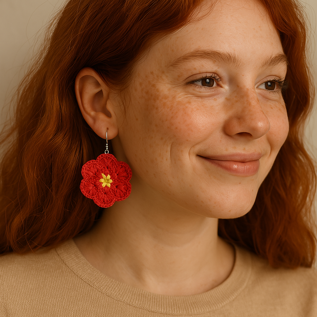African Flower - Crochet Earrings