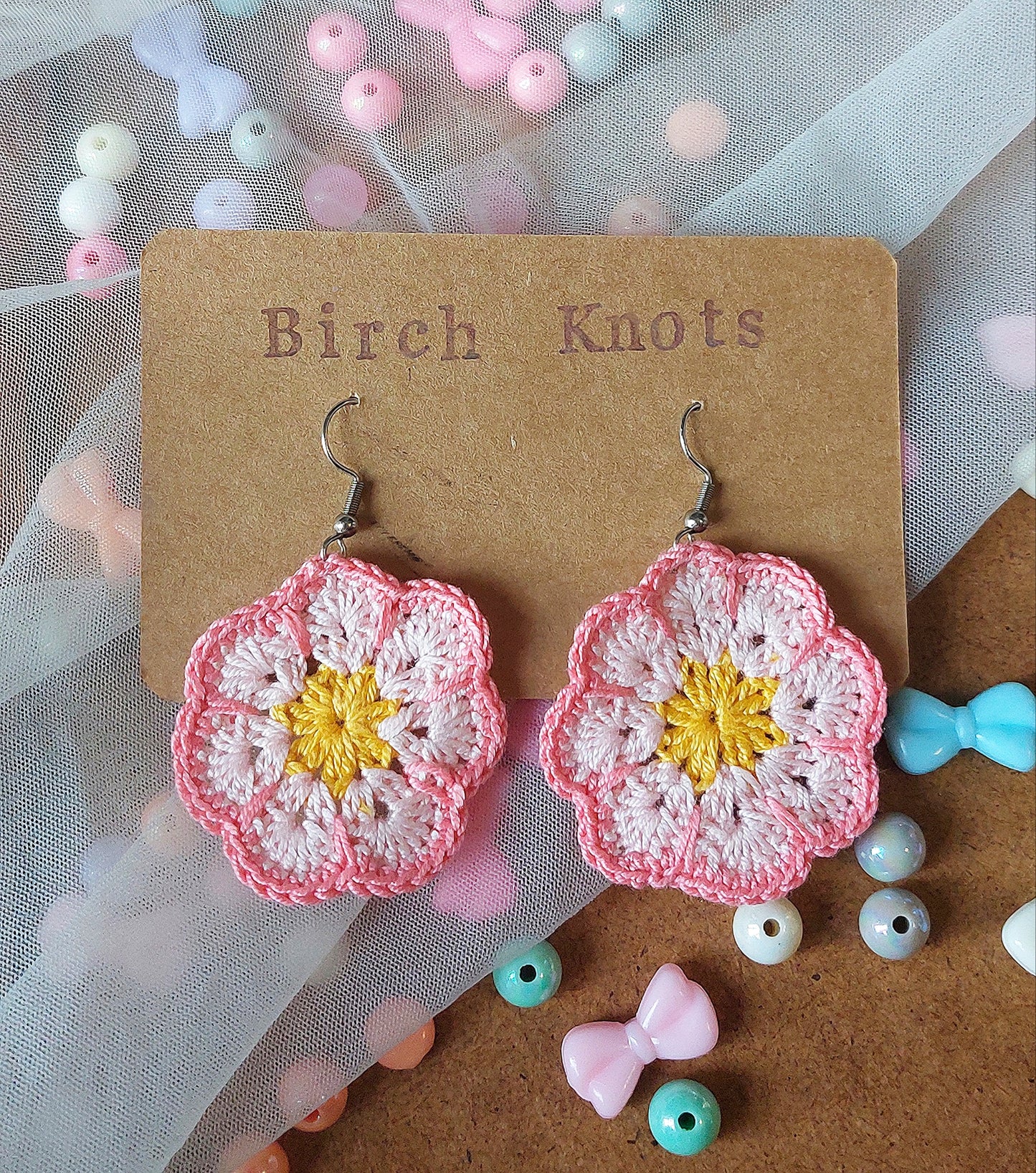 African Flower - Crochet Earrings