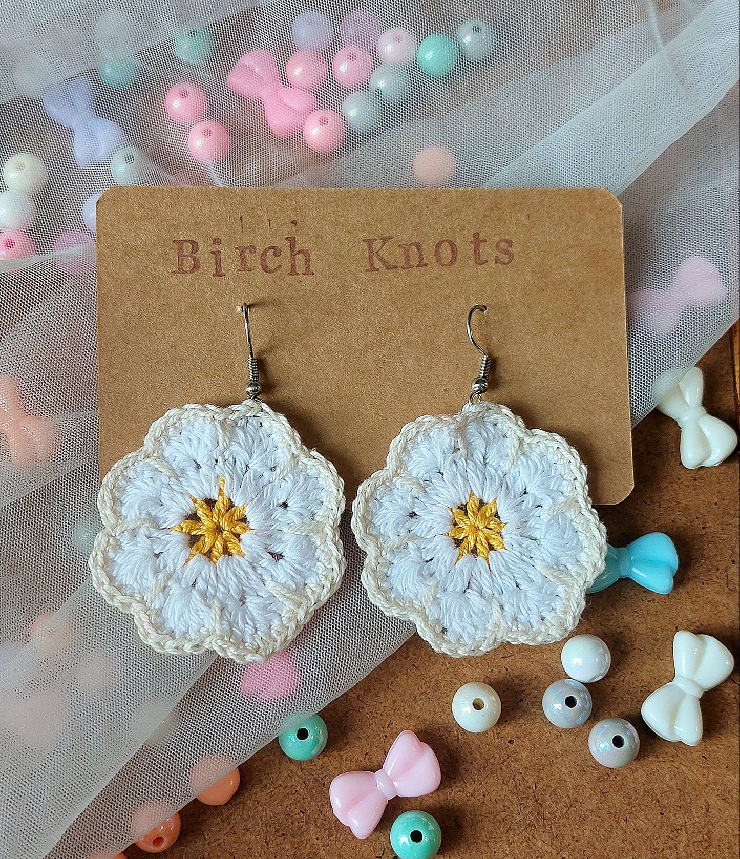 African Flower - Crochet Earrings