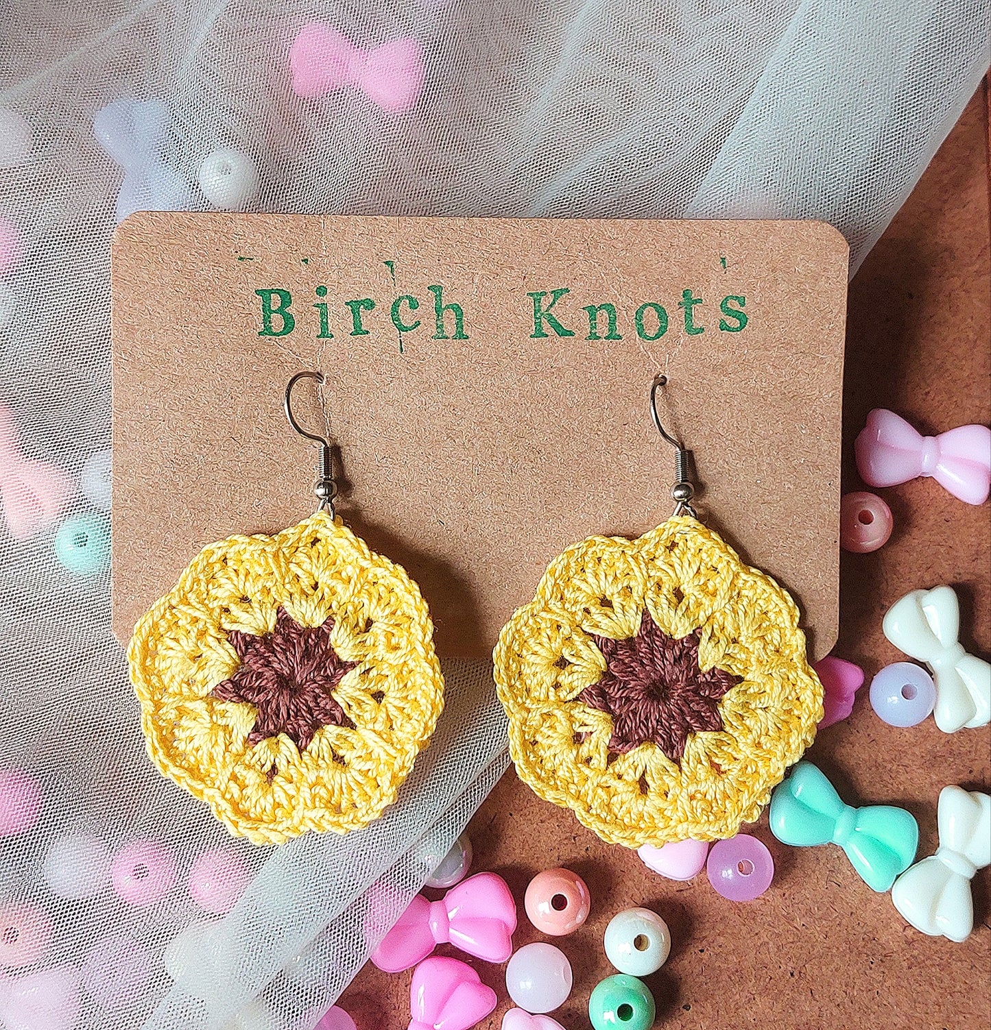 African Flower - Crochet Earrings