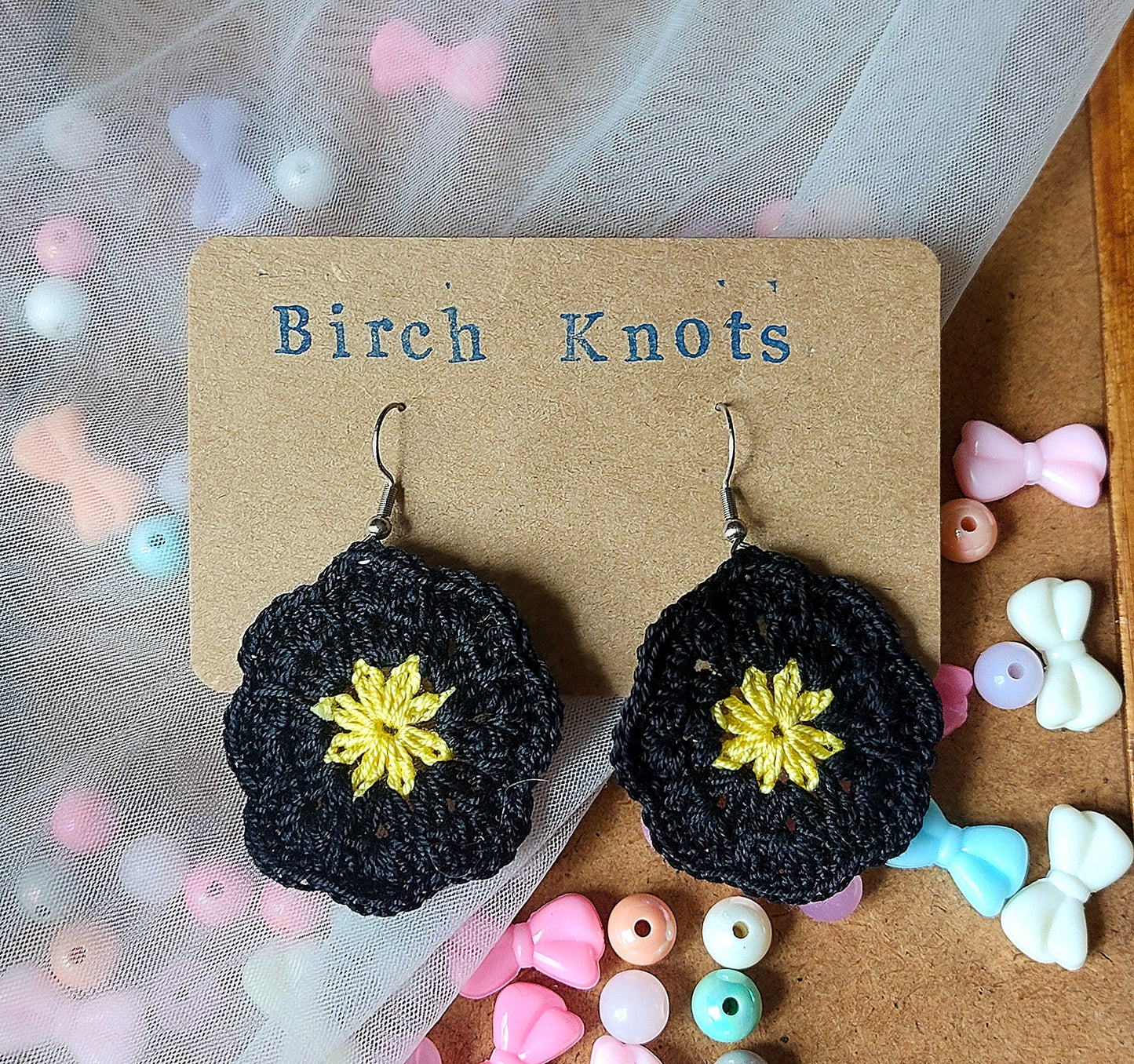 African Flower - Crochet Earrings