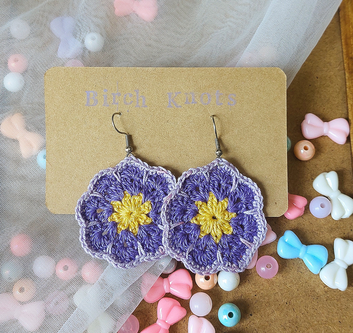 African Flower - Crochet Earrings
