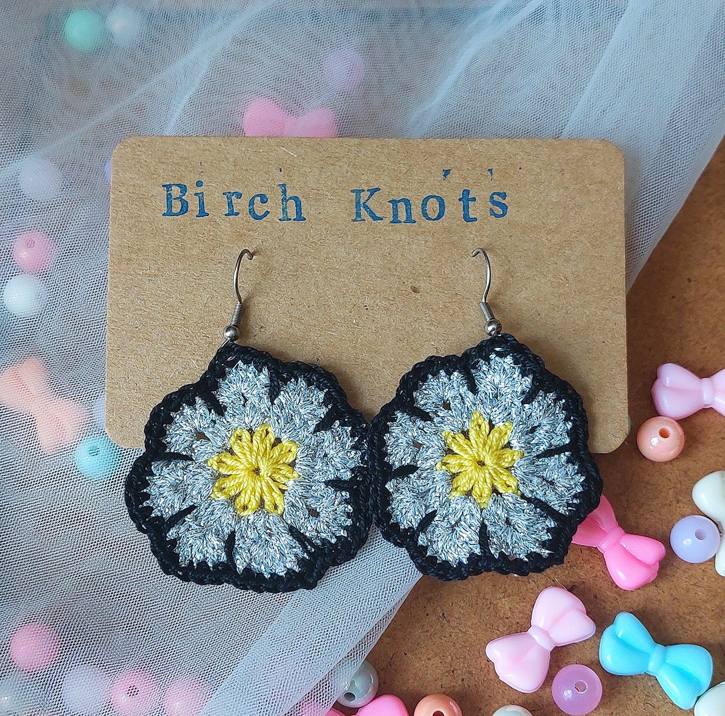 African Flower - Crochet Earrings