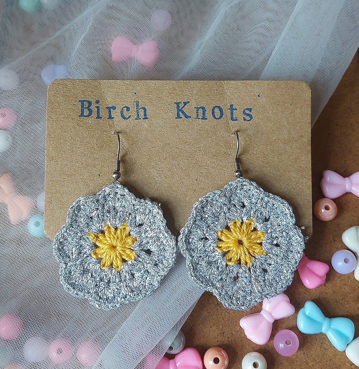African Flower - Crochet Earrings