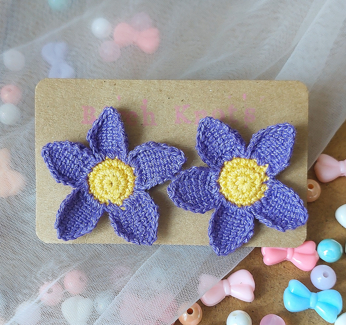 Forget Me Not - Crochet Earrings