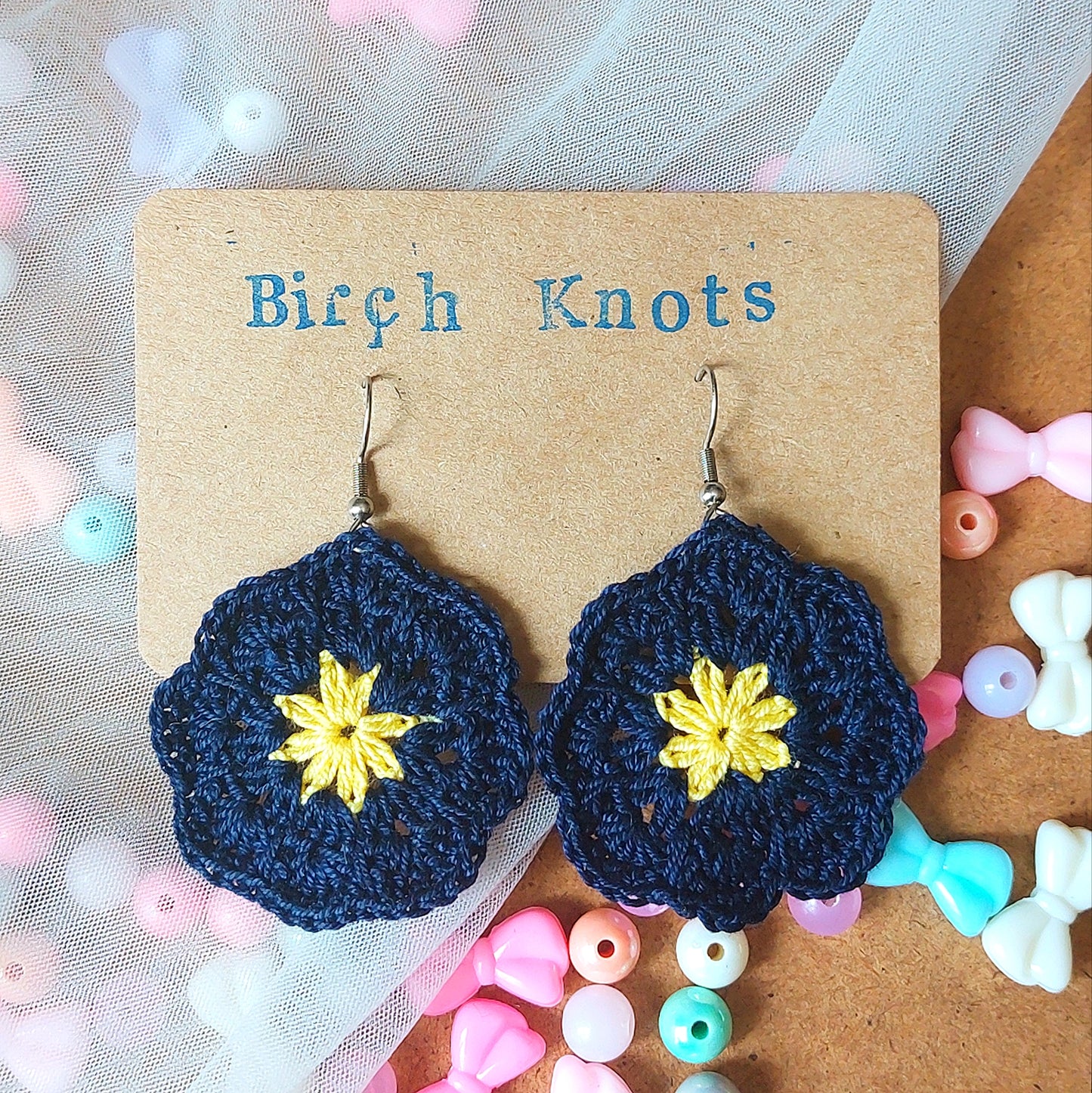 African Flower - Crochet Earrings
