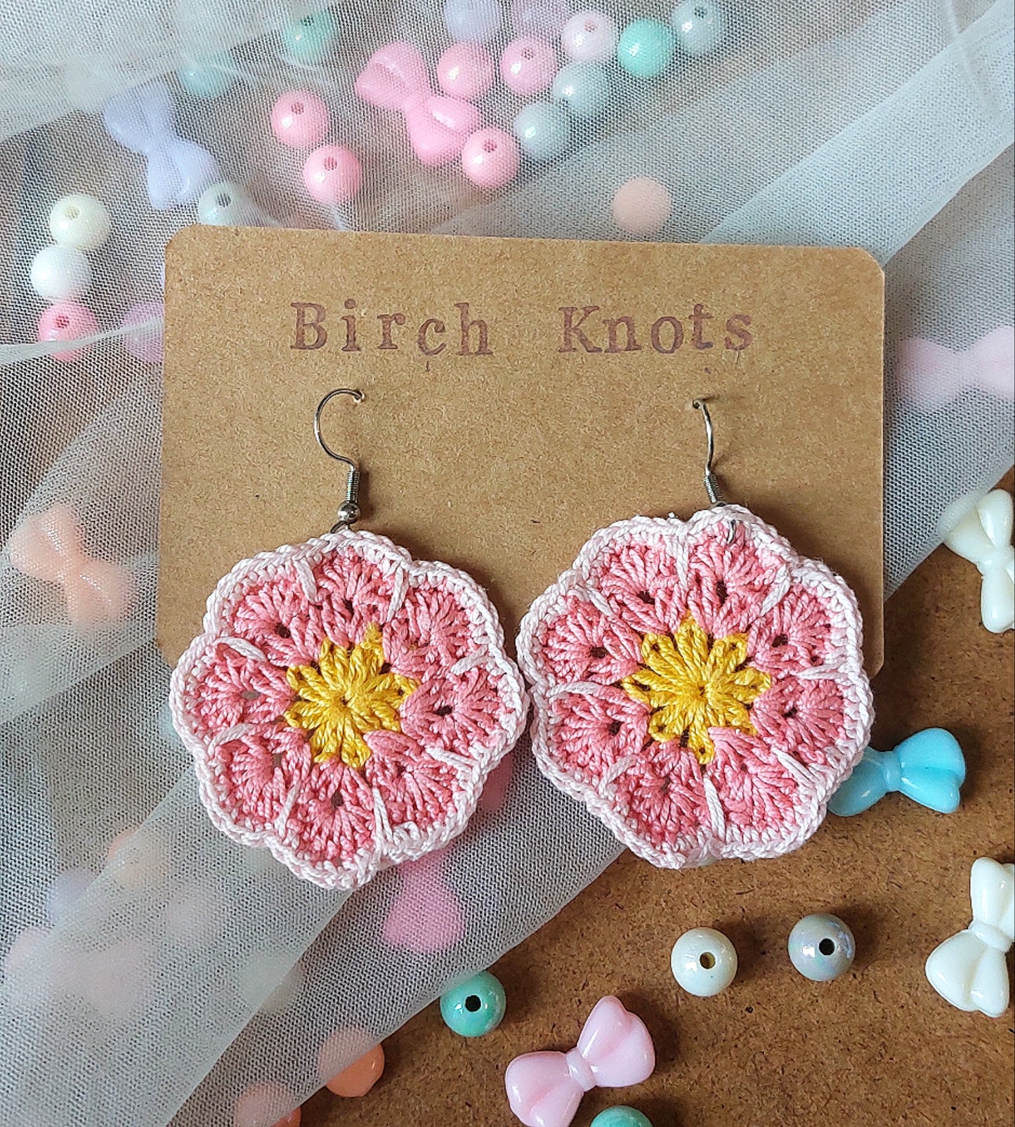 African Flower - Crochet Earrings