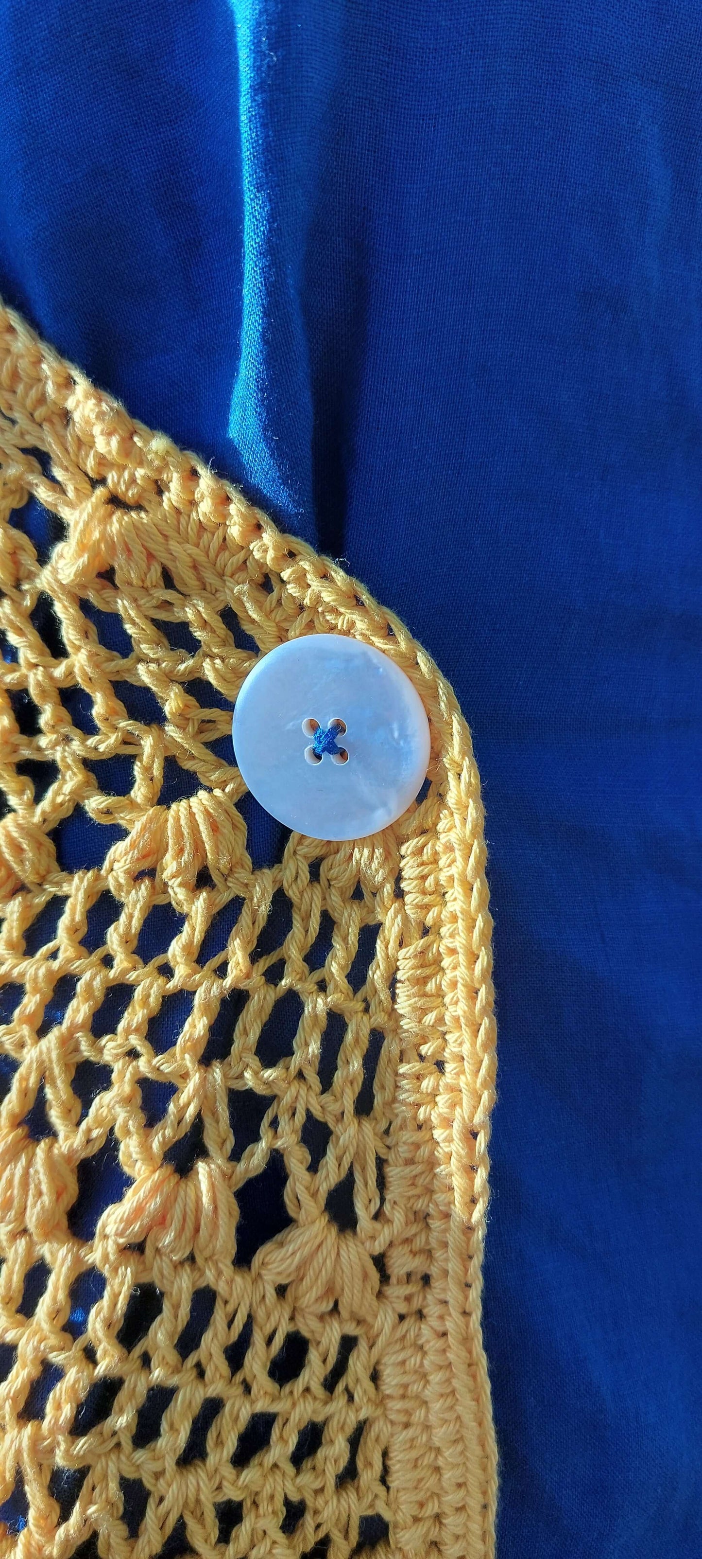 Upcycled Uniqlo Linen Shirt with Crocheted Back
