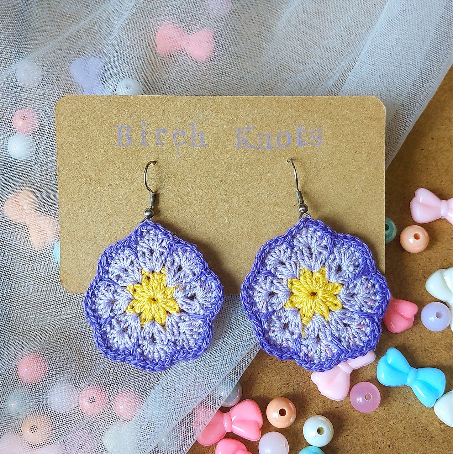 African Flower - Crochet Earrings