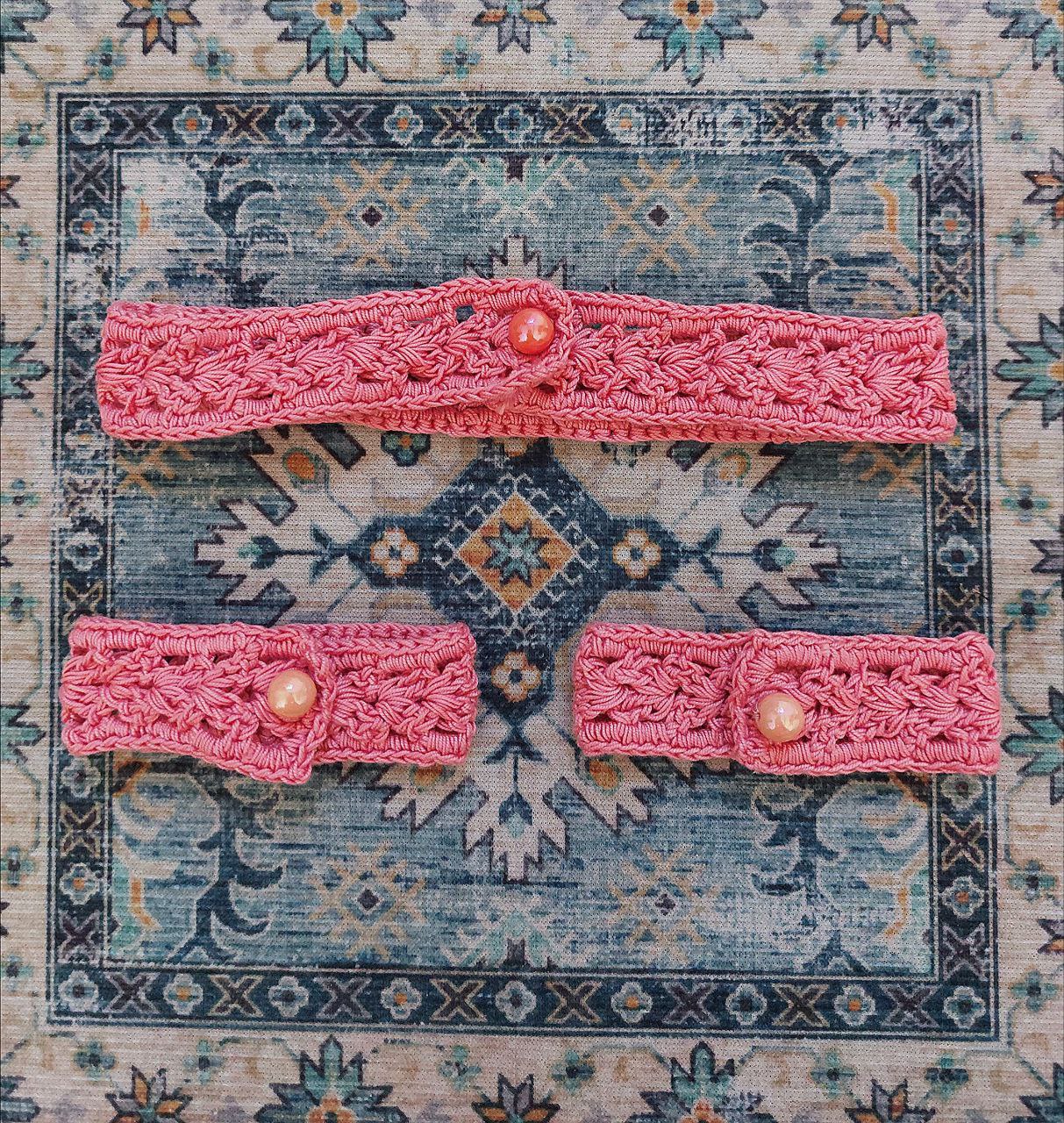 Cinderella Set - Crochet Choker and Bracelets