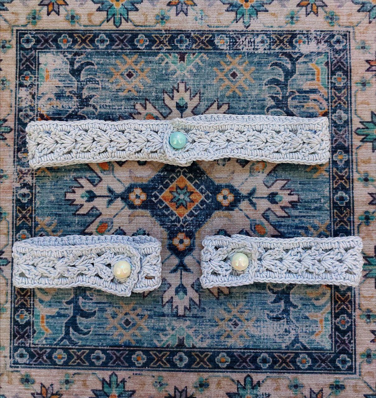 Cinderella Set - Crochet Choker and Bracelets