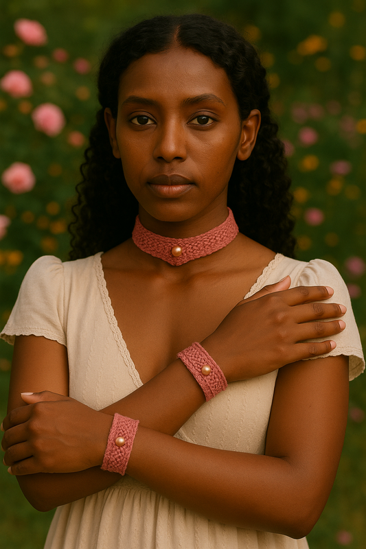 Cinderella Set - Crochet Choker and Bracelets