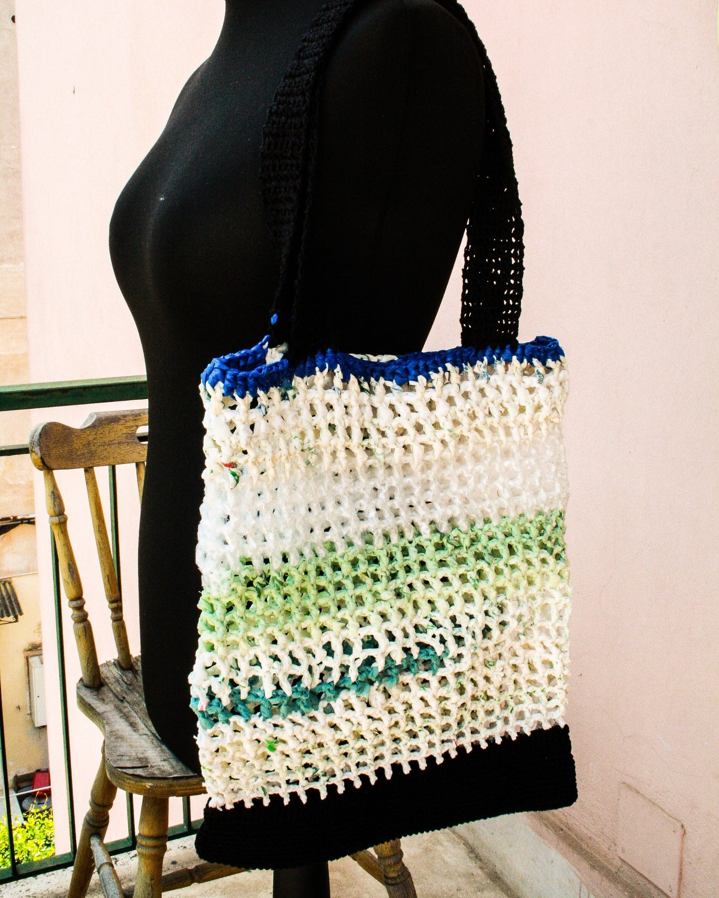 Crochet Upcycled Tote Bag