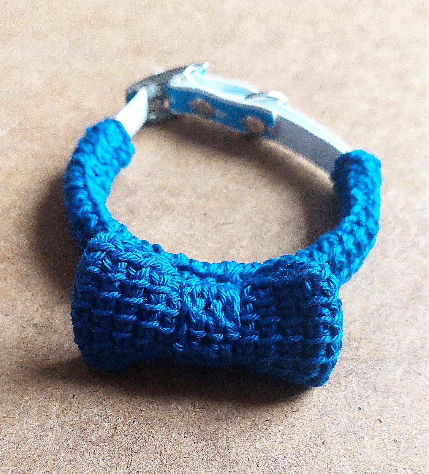 Bow Cat Collar - Crochet Covered Bow Tie Cat Collar