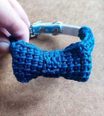 Bow Cat Collar - Crochet Covered Bow Tie Cat Collar