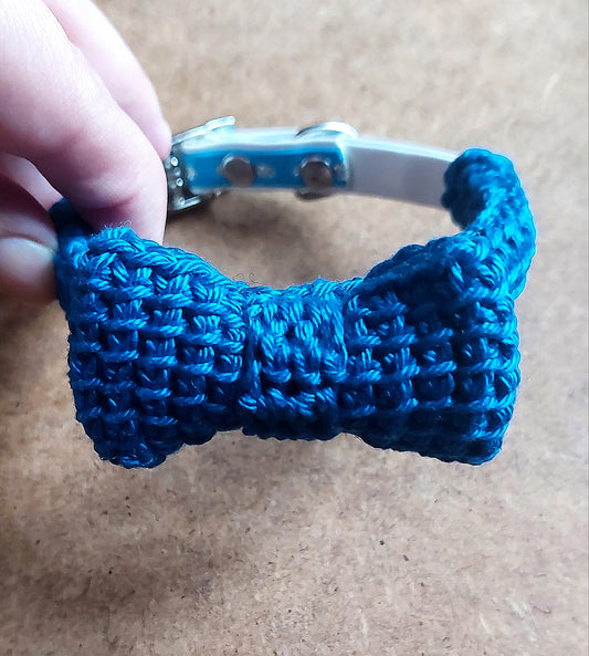 Bow Cat Collar - Crochet Covered Bow Tie Cat Collar