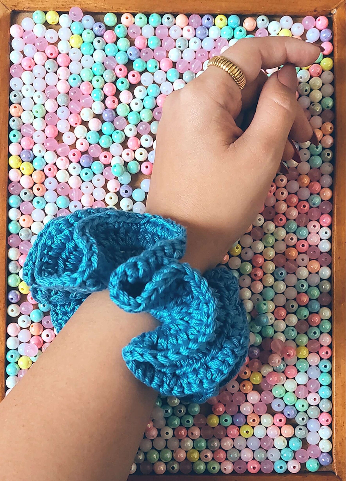 Crochet Cotton Scrunchies - Mr. Fluffy Summer Edition