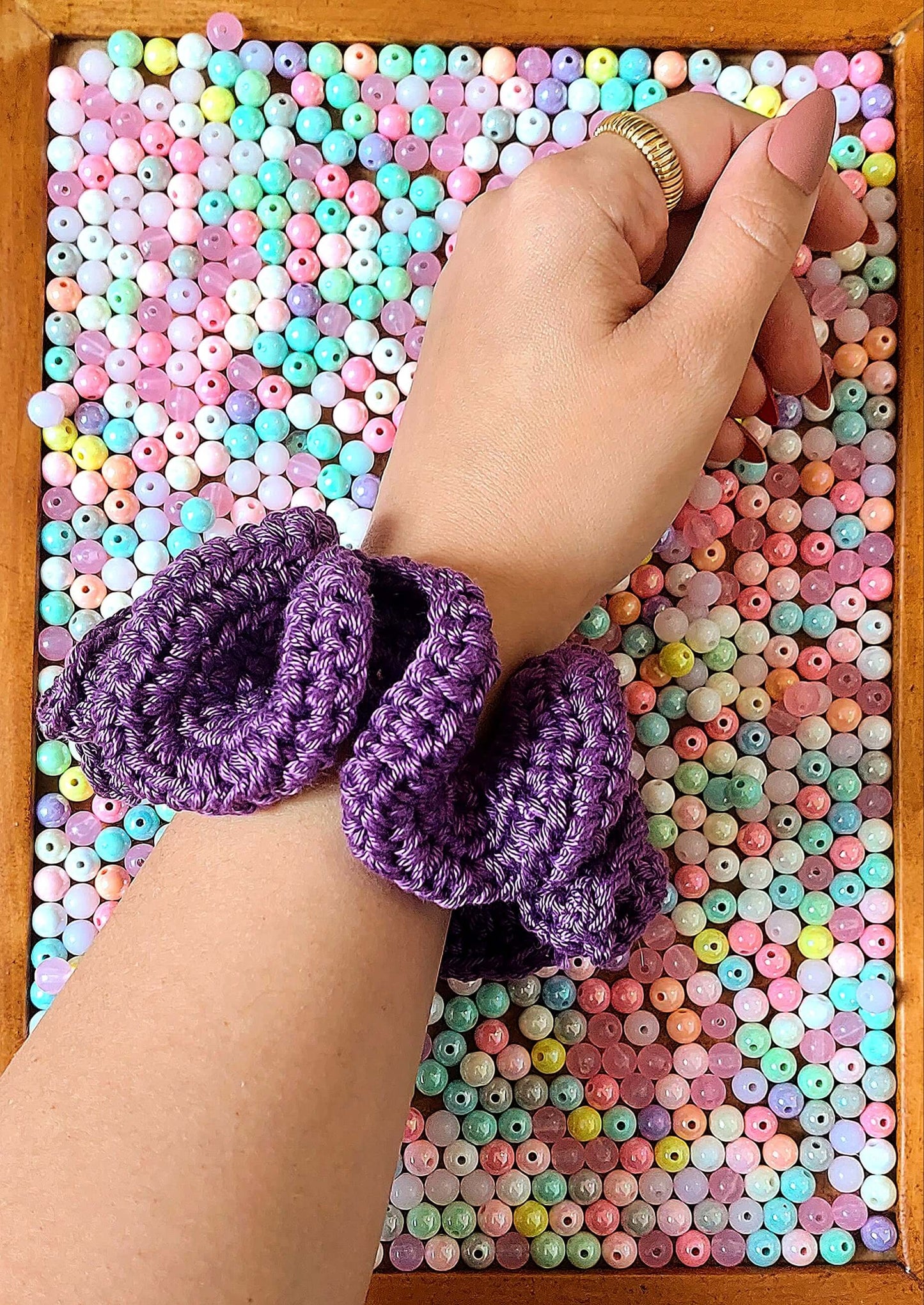 Crochet Cotton Scrunchies - Mr. Fluffy Summer Edition