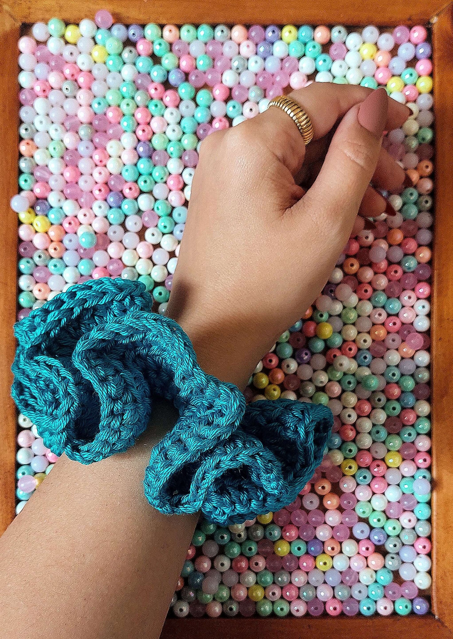 Crochet Cotton Scrunchies - Mr. Fluffy Summer Edition