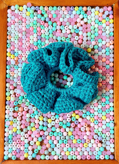 Crochet Cotton Scrunchies - Mr. Fluffy Summer Edition