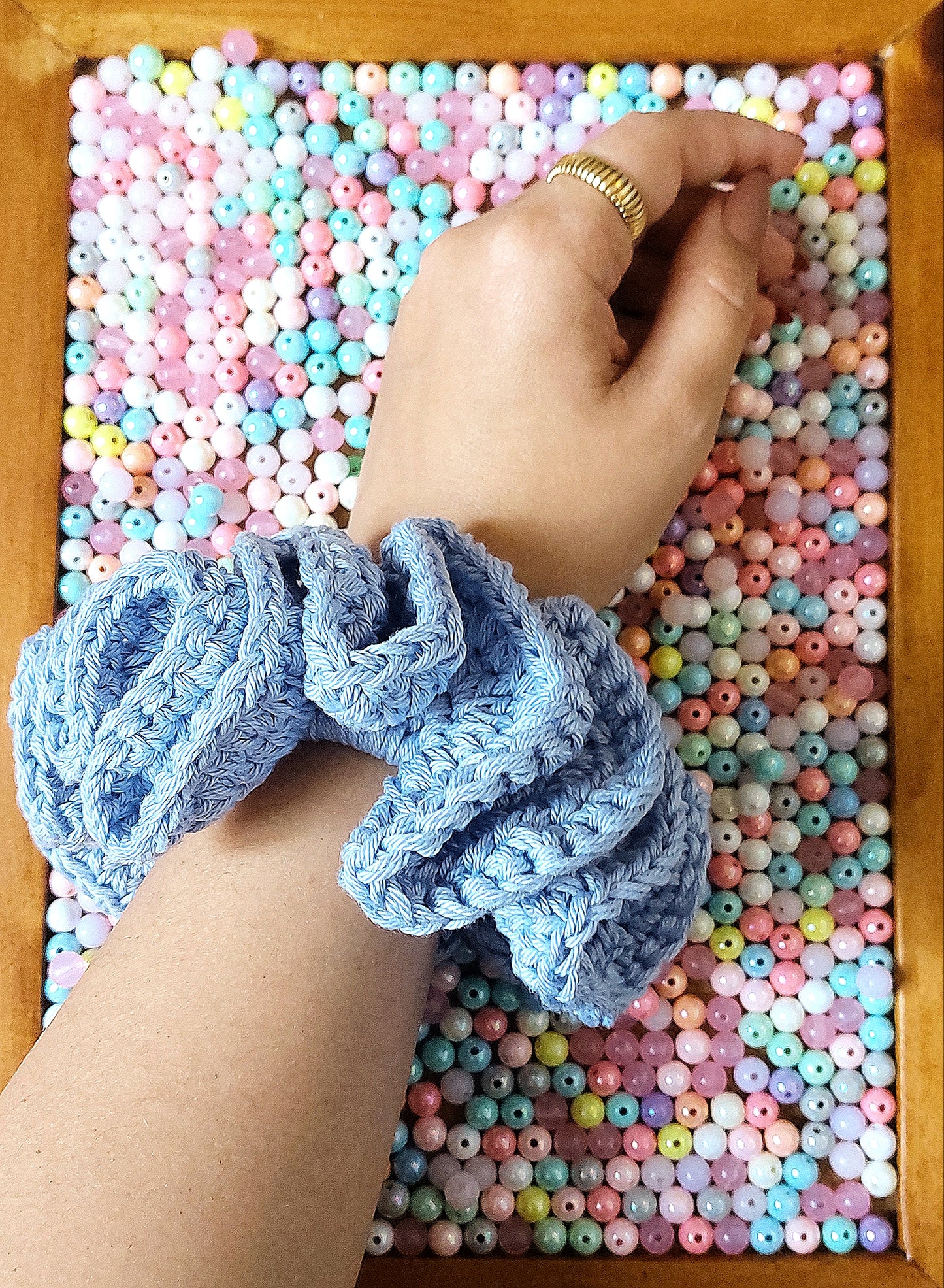 Crochet Cotton Scrunchies - Mr. Fluffy Summer Edition