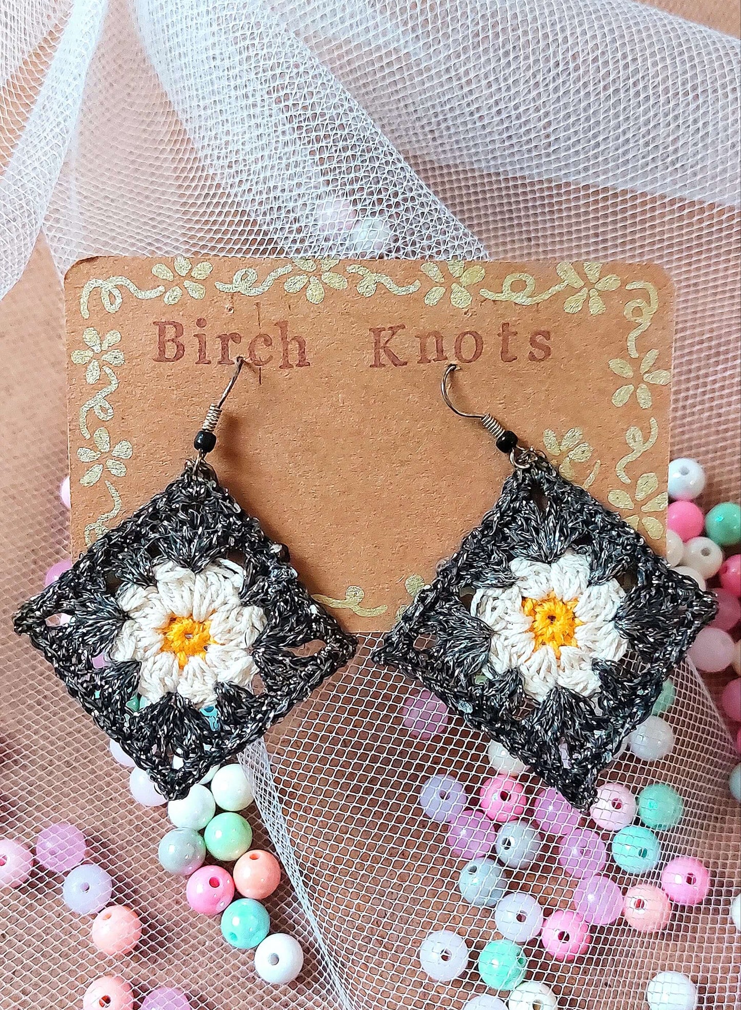 Daisy Granny Crochet Earrings