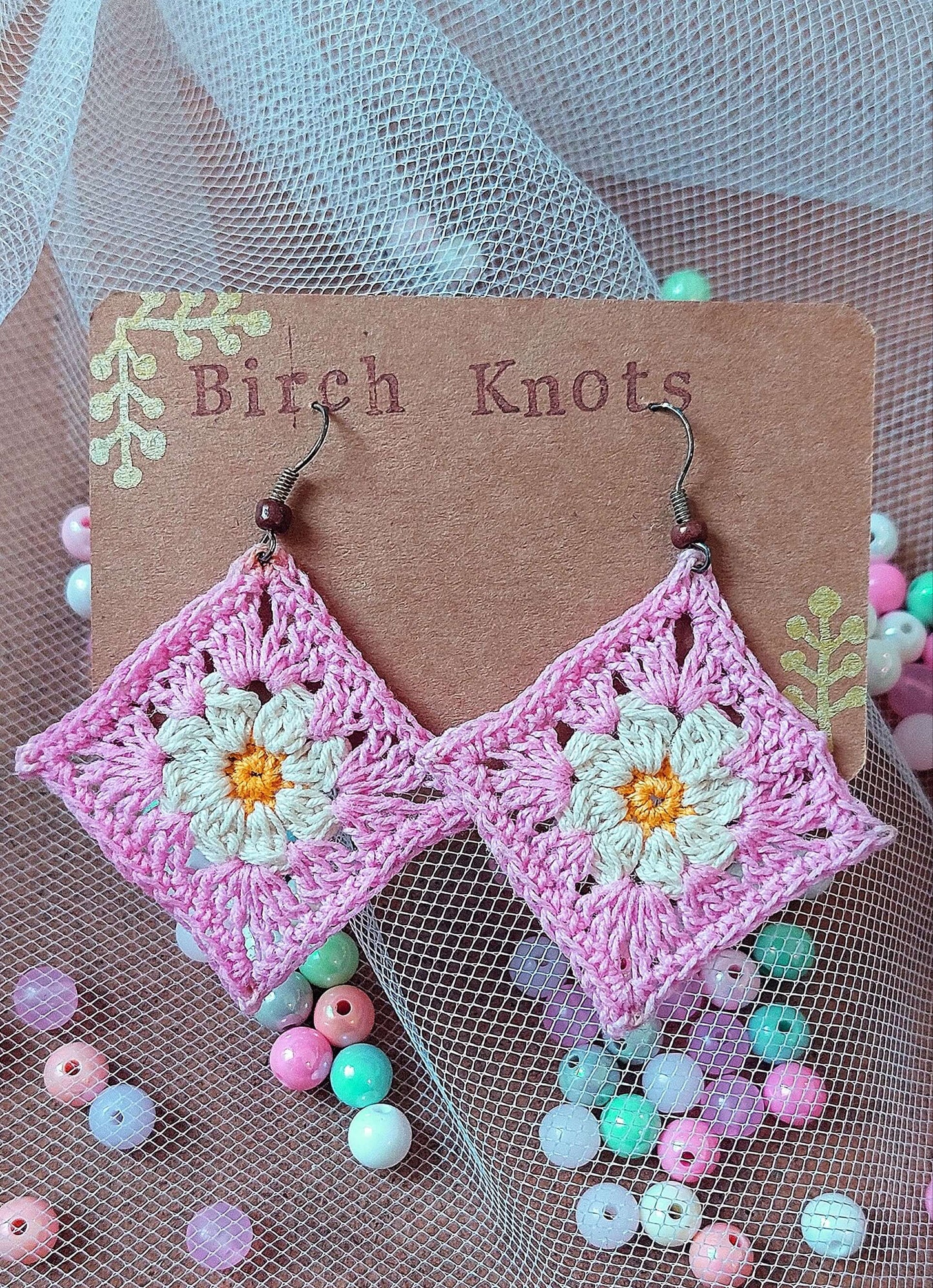 Daisy Granny Crochet Earrings