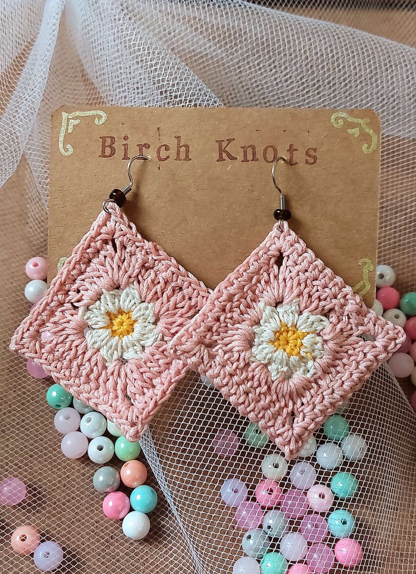 Daisy Granny Crochet Earrings