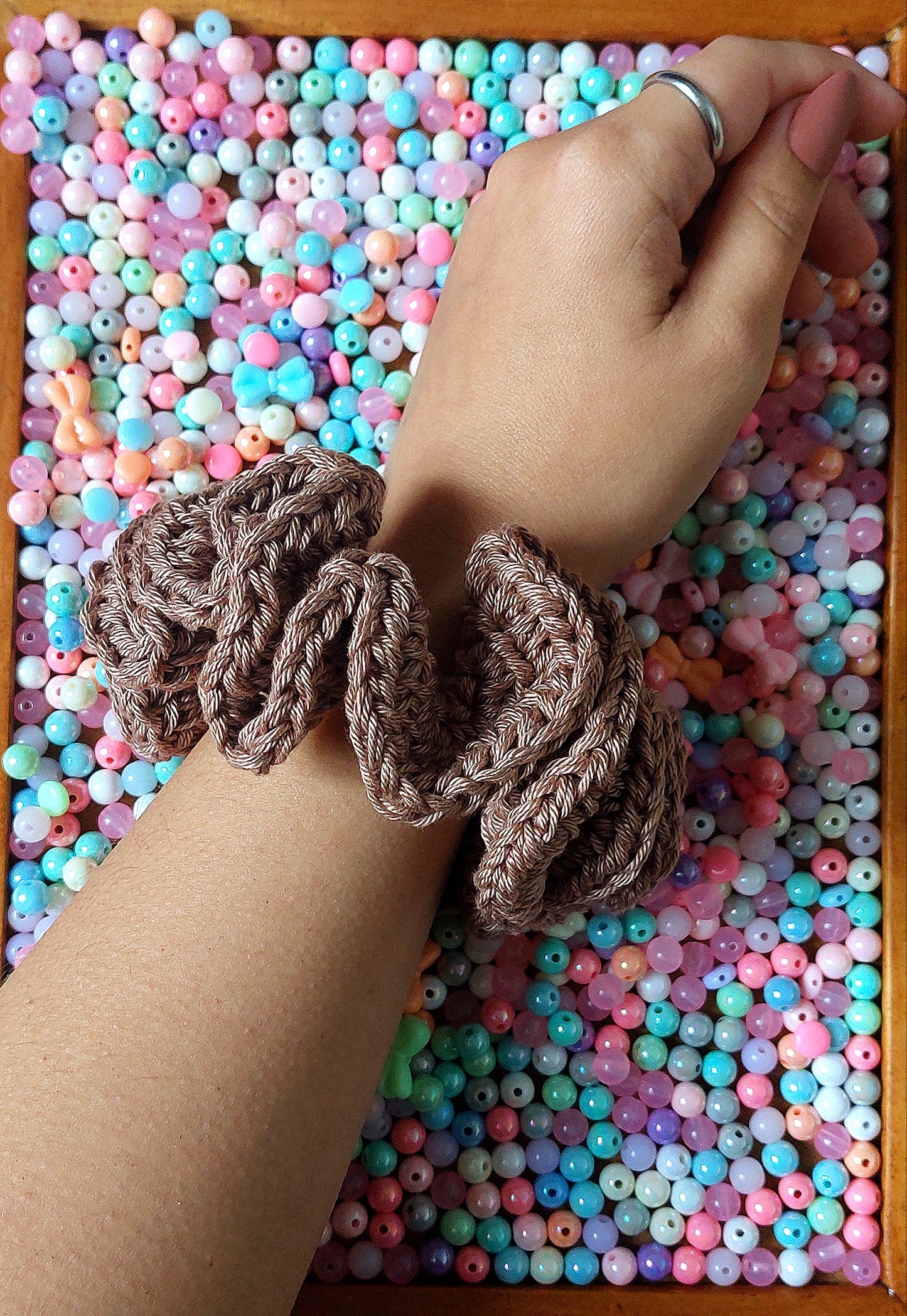 Crochet Cotton Scrunchies - Mr. Fluffy Summer Edition