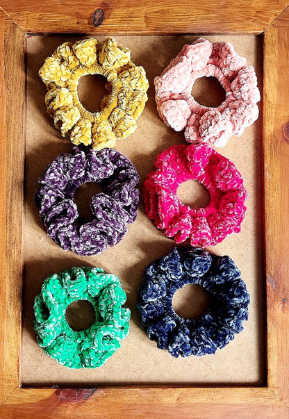 Crochet Chenille Scrunchies - Mr. Fluffy