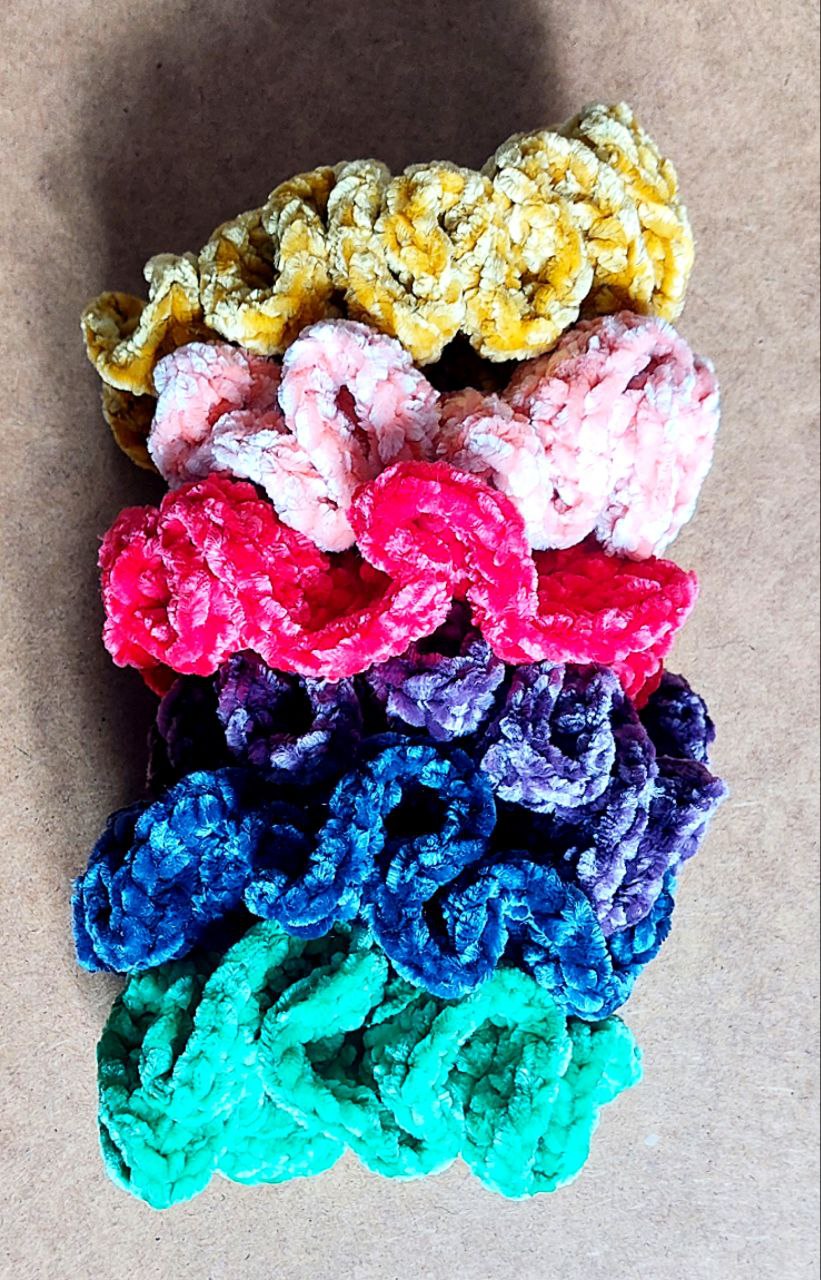 Crochet Chenille Scrunchies - Mr. Fluffy