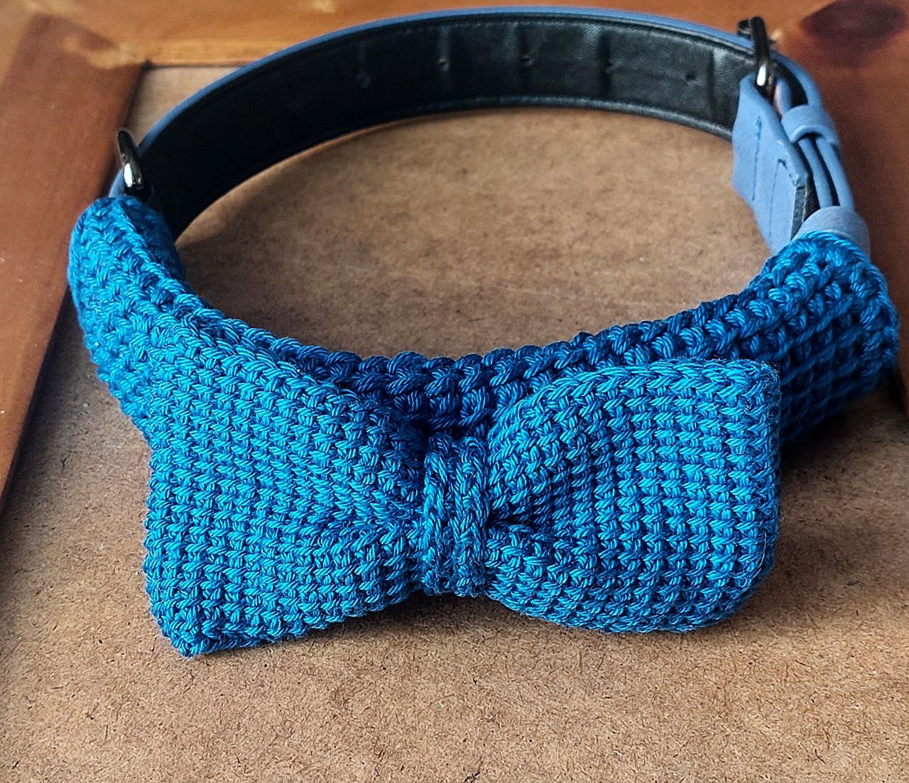 Bow Dog Collar - Crochet Covered Bow Tie Dog Collar