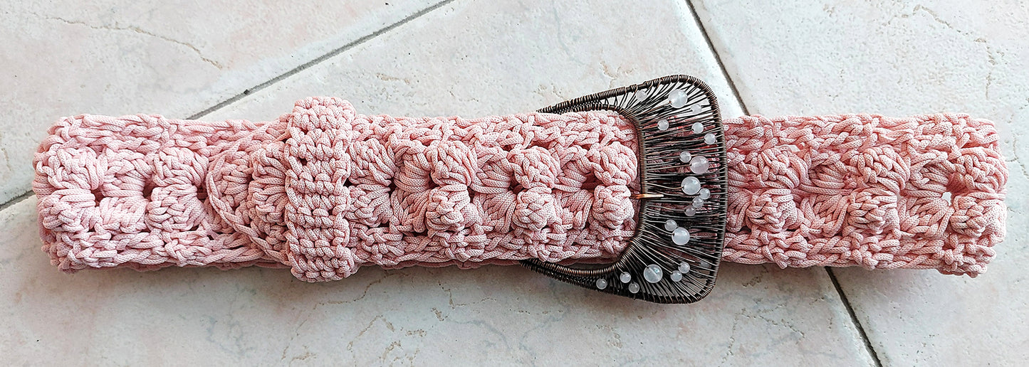 Copper and Crochet high waist Belt - Pearls