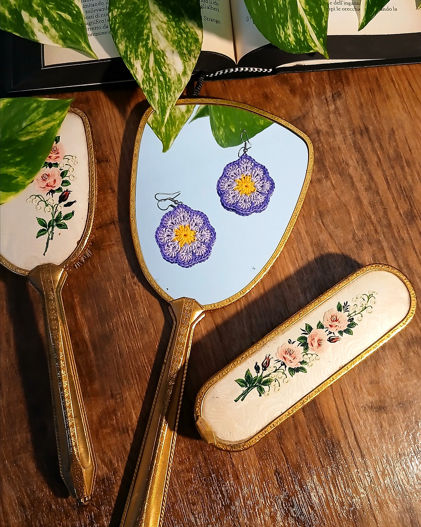 Orecchini African Flower all'Uncinetto